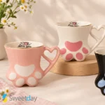 فنجان پنجه گربه ای چینی با دسته قلبی